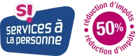 Logo services à la personne, réduction 50% d'impôt.